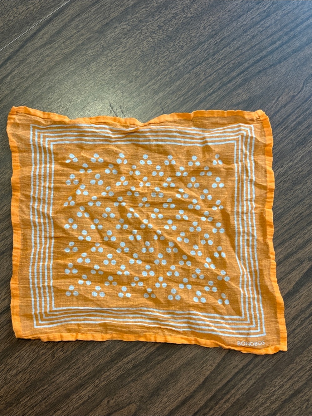 Bonobos Tripple Dot Pocket Square in Tango Orange 100% Cotton